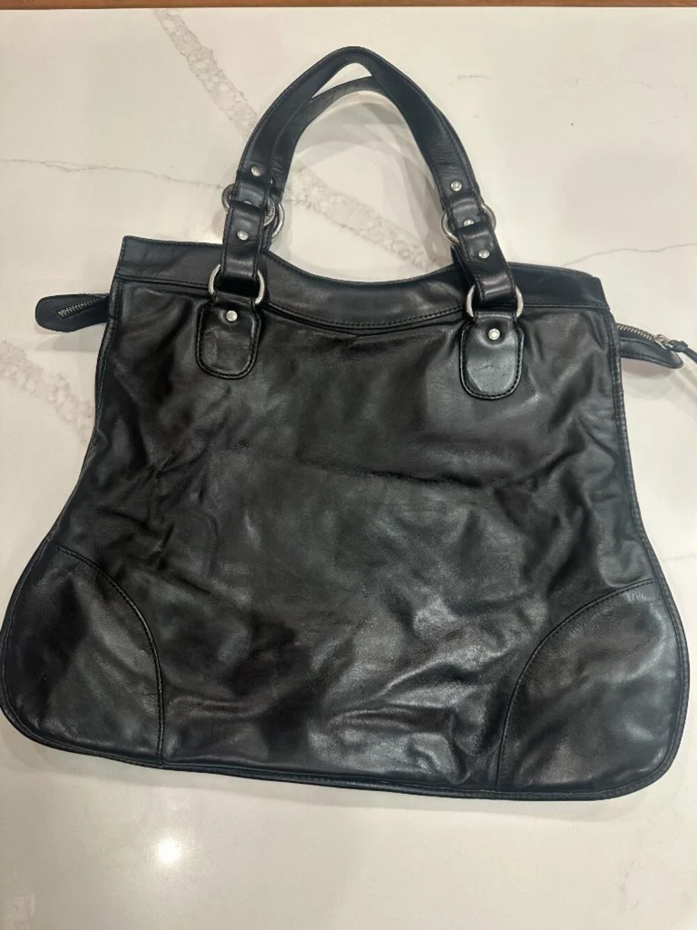 Club Monaco Black Leather Shoulder Bag